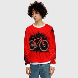 Свитшот мужской Трековый велосипед на красном, цвет: 3D-белый — фото 2