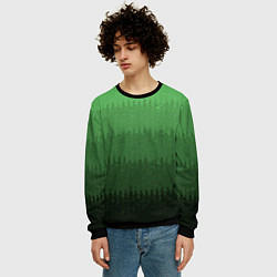 Свитшот мужской Зеленый градиент текстурные полосы, цвет: 3D-черный — фото 2