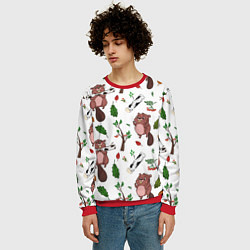 Свитшот мужской Бобер и полено, цвет: 3D-красный — фото 2
