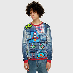 Свитшот мужской Пиксельная ракета, цвет: 3D-красный — фото 2