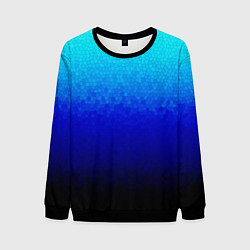 Свитшот мужской Градиент мозаика из голубого в чёрный, цвет: 3D-черный