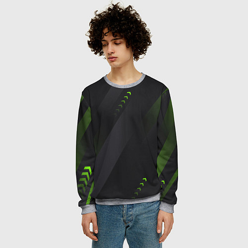 Мужской свитшот Color black green / 3D-Меланж – фото 3