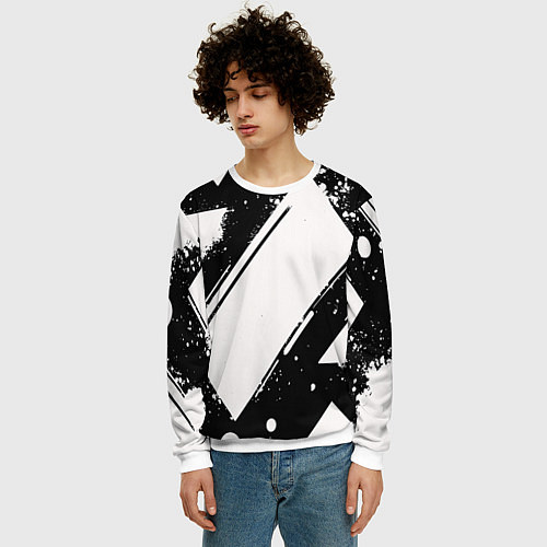 Мужской свитшот Color black white / 3D-Белый – фото 3