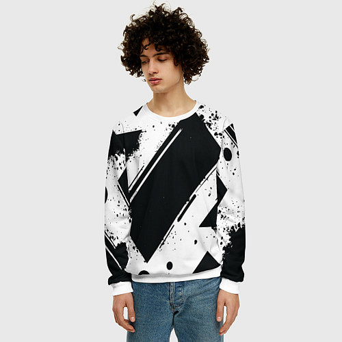 Мужской свитшот Color black white / 3D-Белый – фото 3