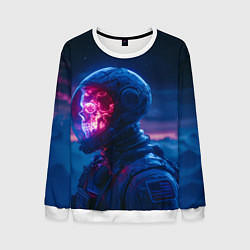 Свитшот мужской Синий космонавт с красным черепом, цвет: 3D-белый
