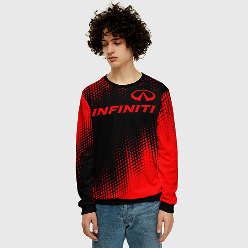 Мужской свитшот Infiniti - red gradient посередине / 3D-Черный – фото 3