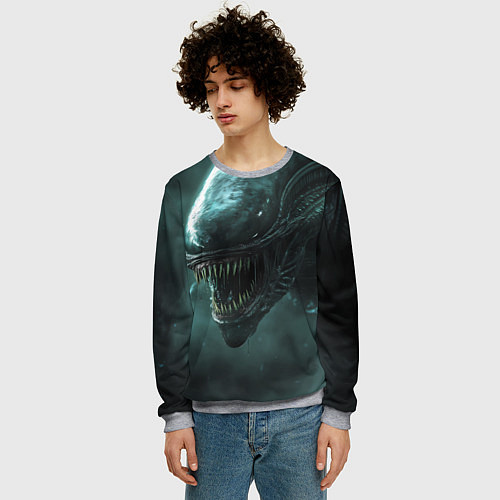 Мужской свитшот Чужой в космосе / 3D-Меланж – фото 3