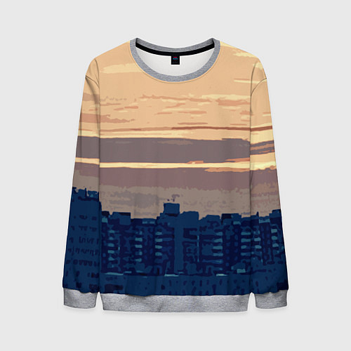 Мужской свитшот Городской пейзаж стилизованный / 3D-Меланж – фото 1