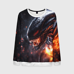 Свитшот мужской Голова Чужого из космоса, цвет: 3D-белый