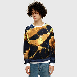 Свитшот мужской Золотая текстура на синем, цвет: 3D-белый — фото 2