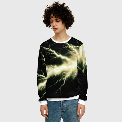 Мужской свитшот Lightning yellow / 3D-Белый – фото 3