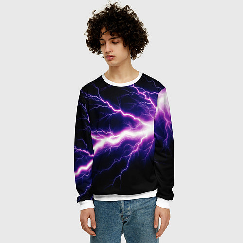 Мужской свитшот Lightning purple / 3D-Белый – фото 3