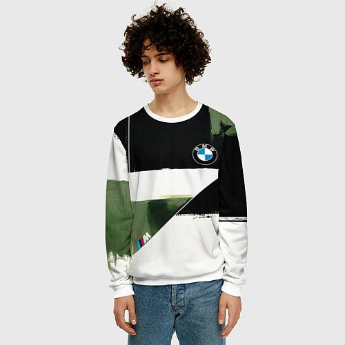 Мужской свитшот BMW логотип / 3D-Белый – фото 3