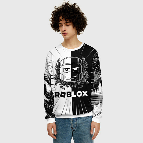 Мужской свитшот Роблокс персонаж / 3D-Белый – фото 3