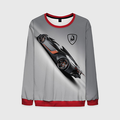 Мужской свитшот Lamborghini - racing car / 3D-Красный – фото 1