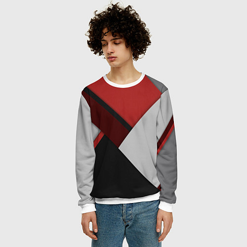 Мужской свитшот Color black red grey / 3D-Белый – фото 3
