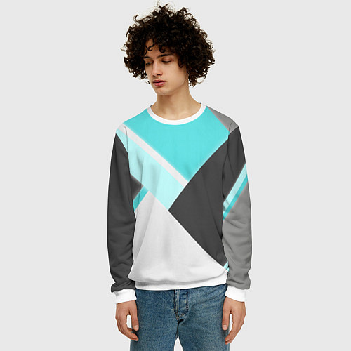 Мужской свитшот Color black blue / 3D-Белый – фото 3