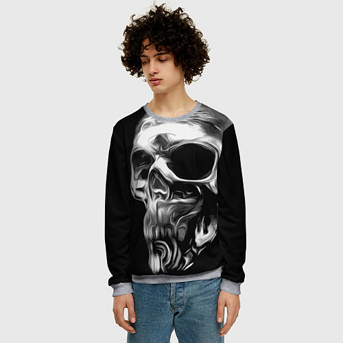 Мужской свитшот Стилизованный череп / 3D-Меланж – фото 3