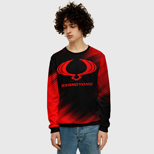 Мужской свитшот SsangYong - red gradient / 3D-Черный – фото 3