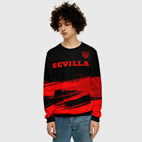 Мужской свитшот Sevilla - red gradient посередине / 3D-Черный – фото 3