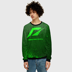 Свитшот мужской Need for Speed - green gradient, цвет: 3D-черный — фото 2