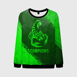 Свитшот мужской Scorpions - green gradient, цвет: 3D-черный