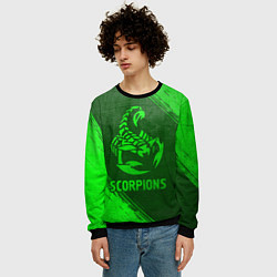Свитшот мужской Scorpions - green gradient, цвет: 3D-черный — фото 2