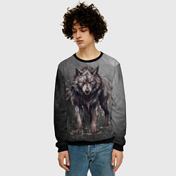 Свитшот мужской The fierce wolf, цвет: 3D-черный — фото 2