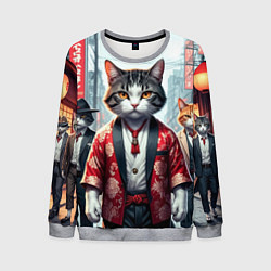 Свитшот мужской Котики якудза, цвет: 3D-меланж