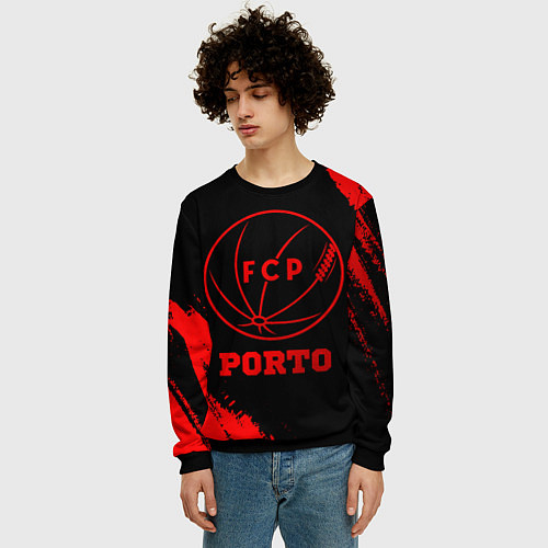 Мужской свитшот Porto - red gradient / 3D-Черный – фото 3