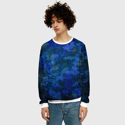 Мужской свитшот Абстракция - blue uniform camouflage / 3D-Белый – фото 3