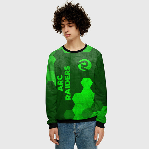 Мужской свитшот ARC Raiders - green gradient вертикально / 3D-Черный – фото 3