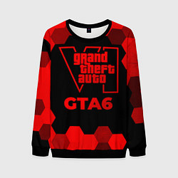 Свитшот мужской GTA6 - red gradient, цвет: 3D-черный