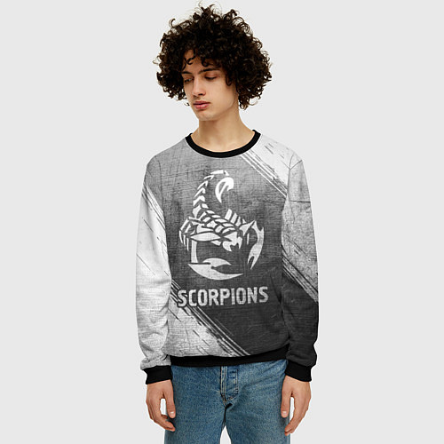 Мужской свитшот Scorpions - grey gradient / 3D-Черный – фото 3
