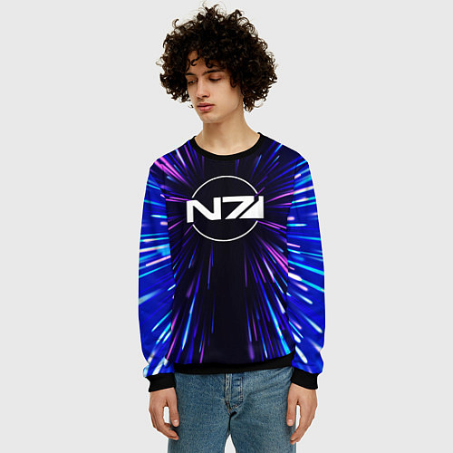 Мужской свитшот Mass Effect neon energy / 3D-Черный – фото 3