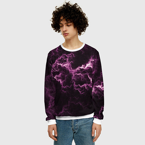 Мужской свитшот Lightning pink glow / 3D-Белый – фото 3