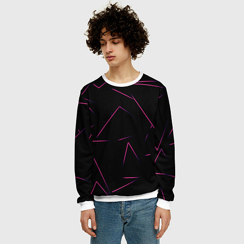 Мужской свитшот Color pink line / 3D-Белый – фото 3