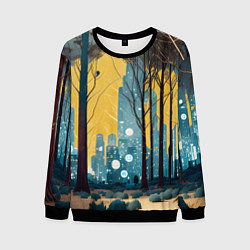 Свитшот мужской Дома и цифровой лес, цвет: 3D-черный