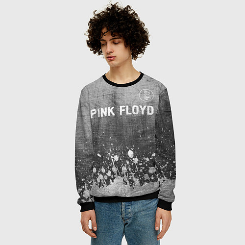 Мужской свитшот Pink Floyd - grey gradient посередине / 3D-Черный – фото 3