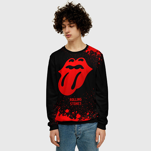 Мужской свитшот Rolling Stones - red gradient / 3D-Черный – фото 3