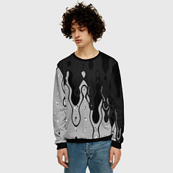 Свитшот мужской Чёрно-белый абстракция стекающаяся, цвет: 3D-черный — фото 2