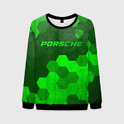 Свитшот мужской Porsche - green gradient посередине, цвет: 3D-черный