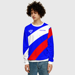 Свитшот мужской Россия с гербом и цветами флага, цвет: 3D-белый — фото 2