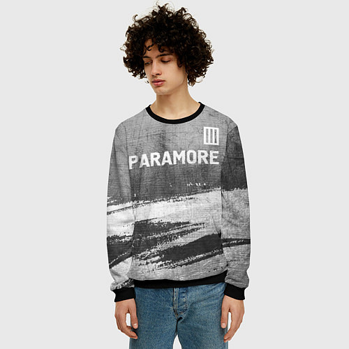 Мужской свитшот Paramore - grey gradient посередине / 3D-Черный – фото 3