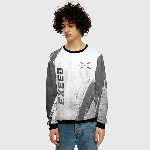 Мужской свитшот Exeed - white gradient вертикально / 3D-Черный – фото 3