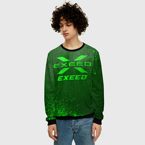 Мужской свитшот Exeed - green gradient / 3D-Черный – фото 3