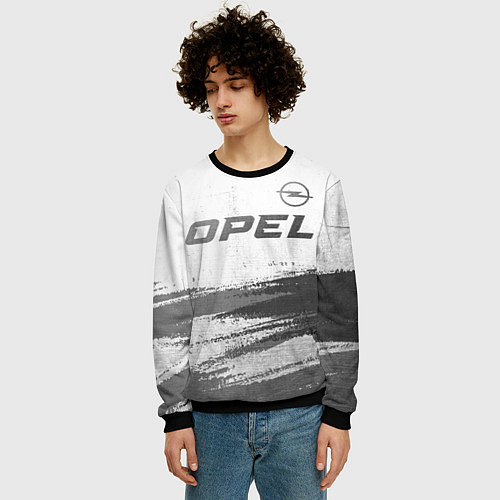 Мужской свитшот Opel - white gradient посередине / 3D-Черный – фото 3