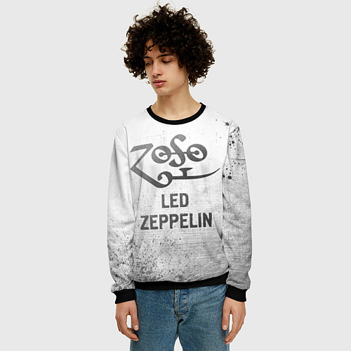Мужской свитшот Led Zeppelin - white gradient / 3D-Черный – фото 3