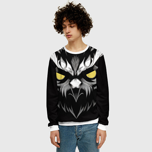 Мужской свитшот Взгляд филина / 3D-Белый – фото 3