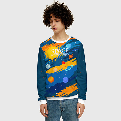 Мужской свитшот Млечный путь -наш дом / 3D-Белый – фото 3